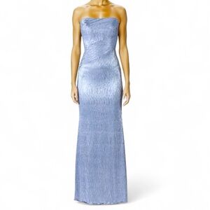 RENE RUIZ COLLECTION Strapless Metallic Column Gown 12 Teal Mermaid $1395